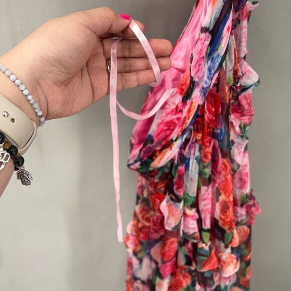 $598 Mac Duggal Floral Long Gown Womens 2 Romantic Boho Whimsical Fairycore - Picture 11 of 15